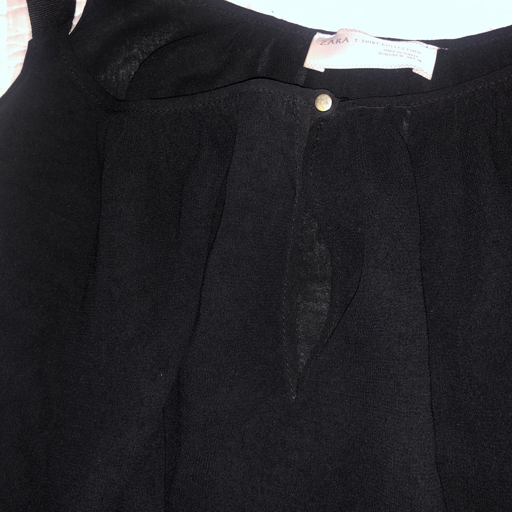Zara black keyhole blouse
